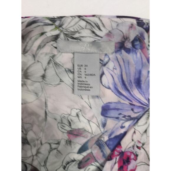 H&M Floral Print Tank Layered Top Womens size 4 V Neck Spaghetti Strap Camisole - Picture 8 of 10